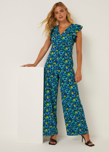 Be Beau Blue Floral Jumpsuit