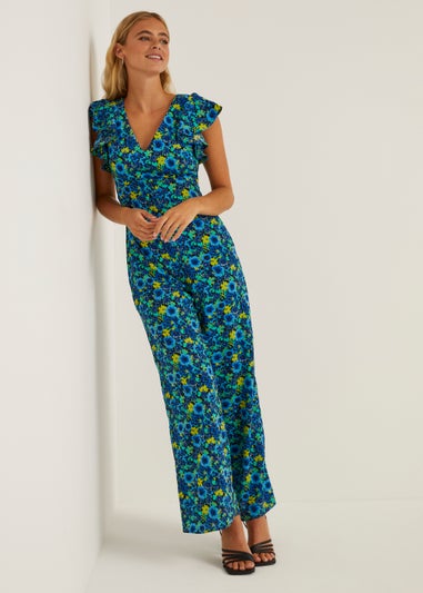Be Beau Blue Floral Jumpsuit