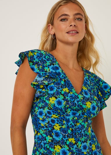 Be Beau Blue Floral Jumpsuit