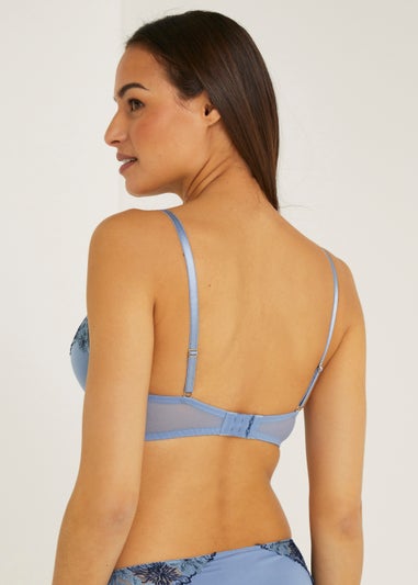 Blue Floral Micro Embroidery Bra