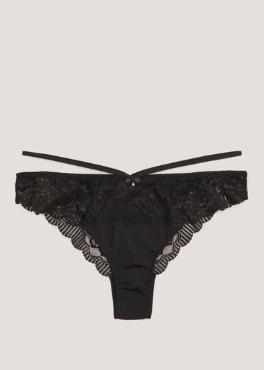 Black Strappy Lace Brazilian Knickers