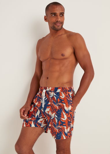 Orange Floral Swim Shorts