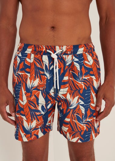 Orange Floral Swim Shorts