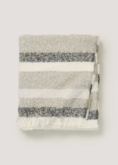 Grey Stripe Boucle Throw (130cm x 150cm)