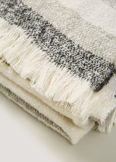 Grey Stripe Boucle Throw (130cm x 150cm)