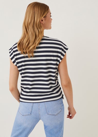 Navy Stripe Tie Front T-Shirt