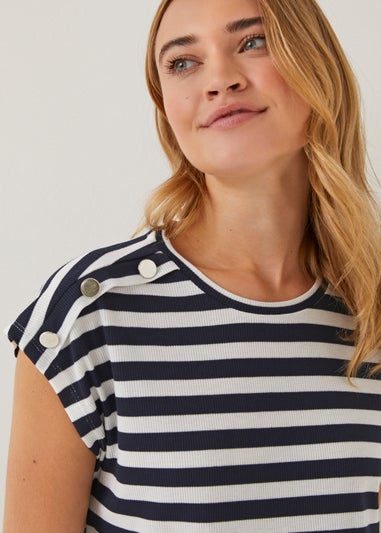 Navy Stripe Tie Front T-Shirt