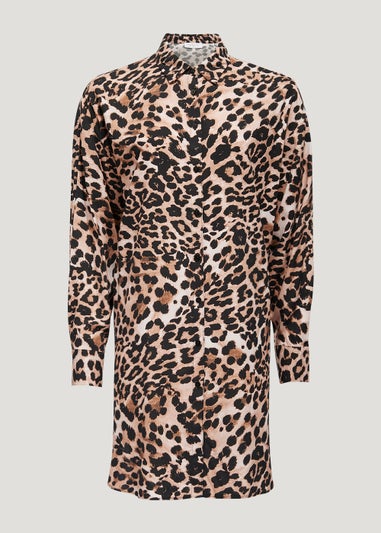 Brown Leopard Print Longline Shirt