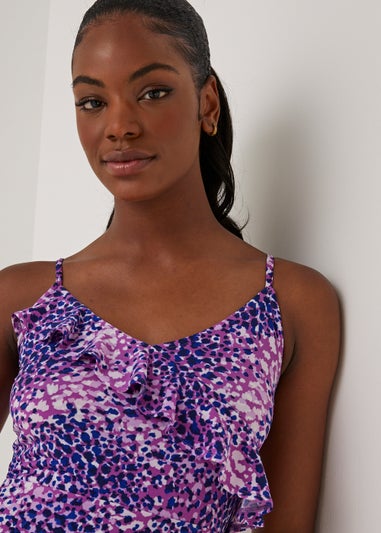 Be Beau Purple Leopard Print Wrap Mini Dress