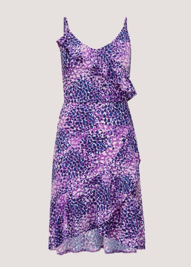 Be Beau Purple Leopard Print Wrap Mini Dress