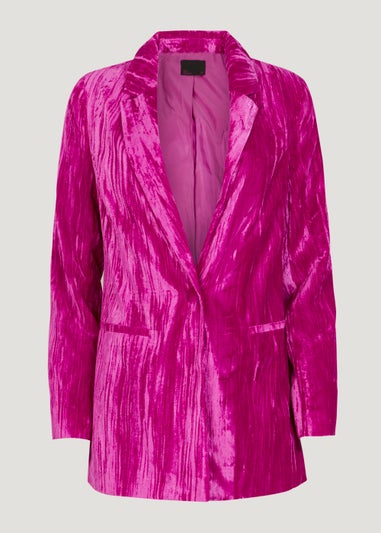 Be Beau Pink Crsuhed Velvet Blazer