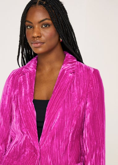 Be Beau Pink Crsuhed Velvet Blazer