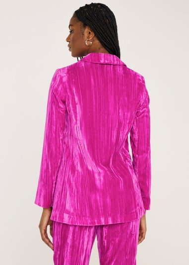 Be Beau Pink Crsuhed Velvet Blazer