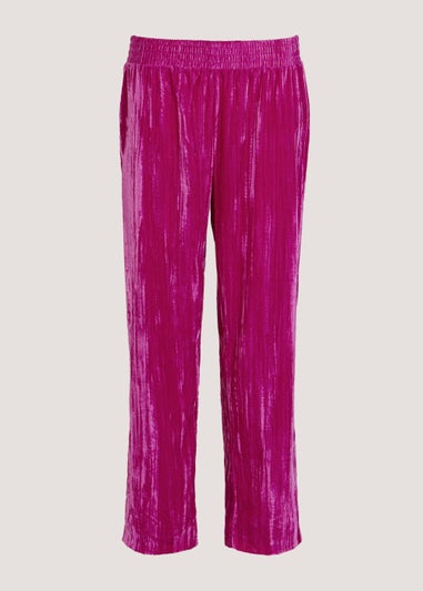 Be Beau Pink Crushed Velvet Trousers