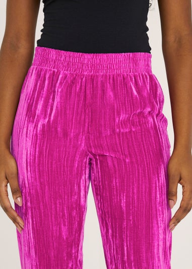 Be Beau Pink Crushed Velvet Trousers