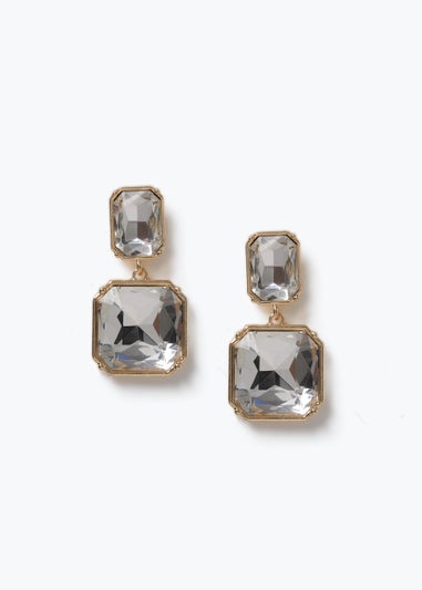 Clear Square Drop Earrings