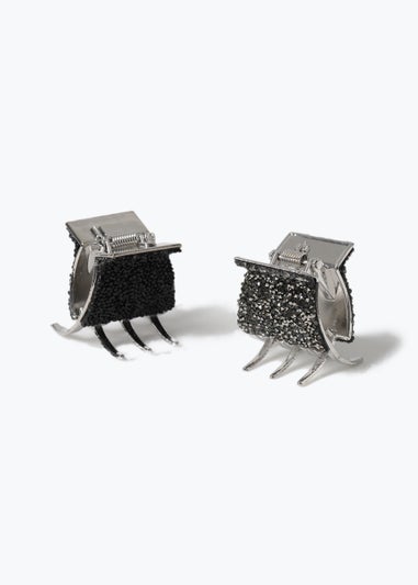2 Pack Black & Gold Crystal Mini Hair Claws