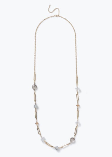 Crystal Silver Long Pendant Necklace - Matalan