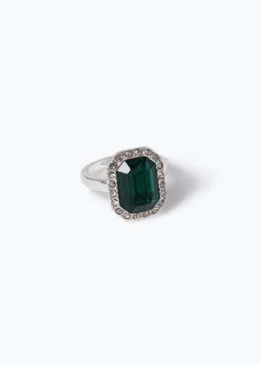 Green Glass Stone Cocktail Ring