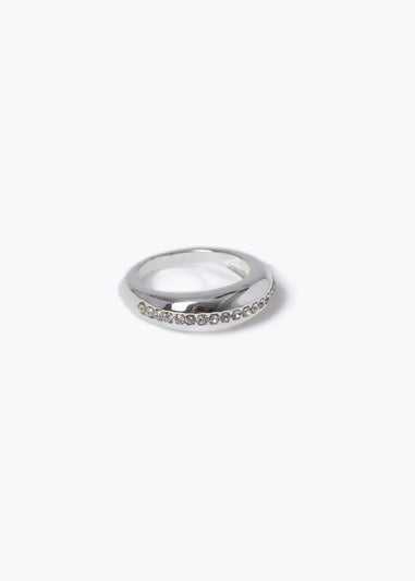 Clear Chunky Rhinestone Row Ring