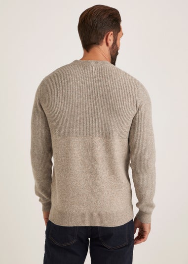 Stone Textured Pocket Crew Neck Jumper