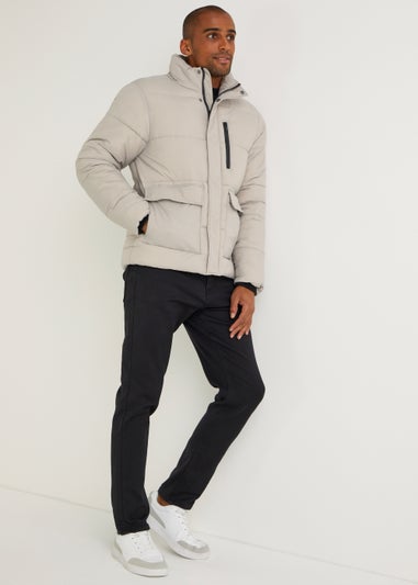 Stone Funnel Neck Puffer Coat