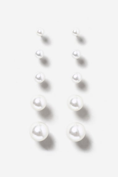 6 Pack Pearl Stud Earrings