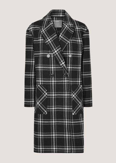 Black Check Double Breasted Coat