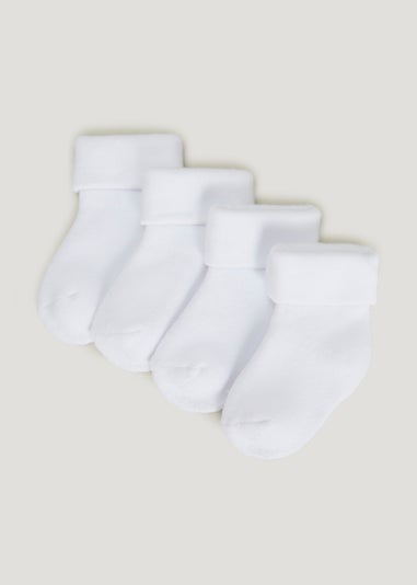 4 Pack White Terry Tot Baby Socks (Newborn-12mths)