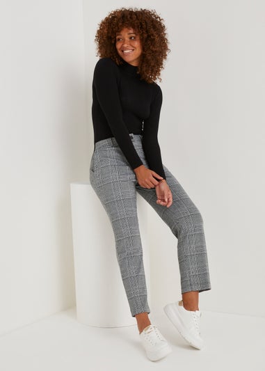 Papaya Petite Black Check Cropped Trousers