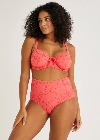 Coral Broderie Midi Co-Ord Bikini Bottoms