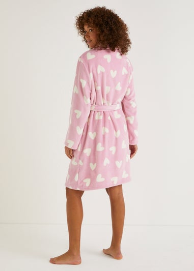 Pink Heart Print Dressing Gown