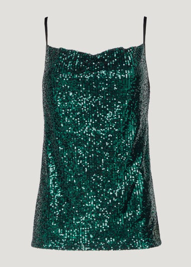 Be Beau Sequin Cowl Neck Vest Top