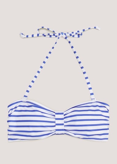 Blue & White Stripe Bandeau Bikini Top