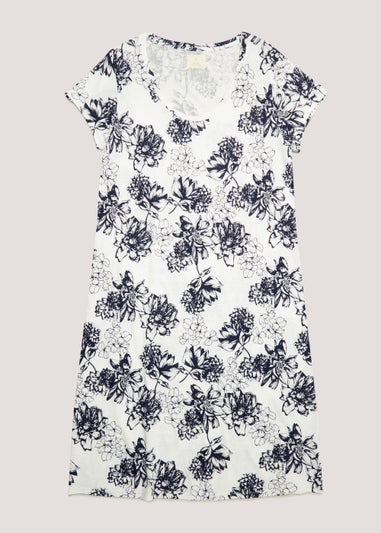 White Floral Modal Cotton Nightie