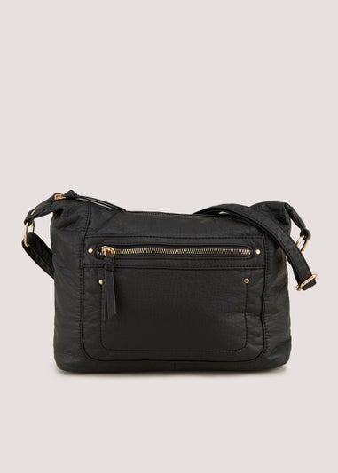 Black Nylon Messenger Crossbody Bag - Matalan