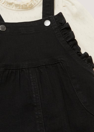 Girls Black Frill Dungarees & Top Set (9mths-6yrs)