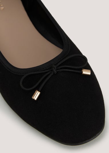 Black Wide Fit Suede Ballet Shoes