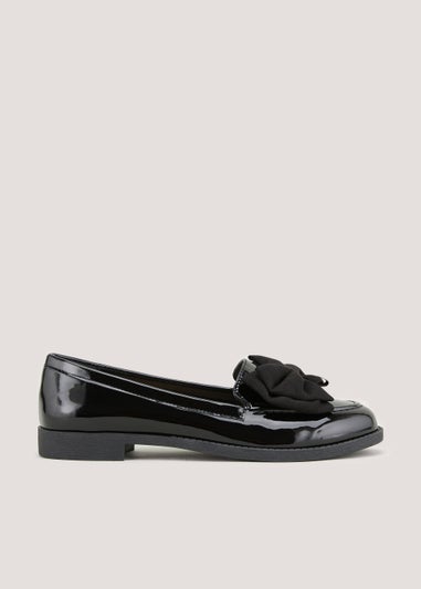 Black Patent Bow Loafers