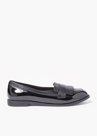 Black Fringe Loafers
