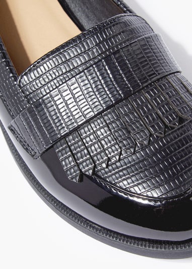Black Fringe Loafers