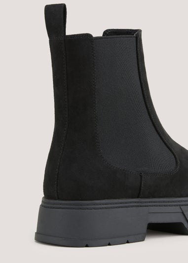 Black Faux Suede Chelsea Boots