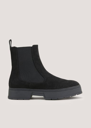 Black Faux Suede Chelsea Boots