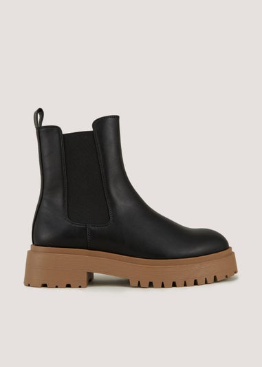 Black Contrast Chelsea Boots