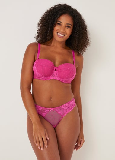 Ivory Rose Raspberry Polka Dot Balconette Bra