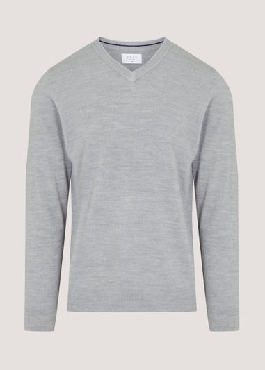 Grey Soft Touch V-Neck Jumper