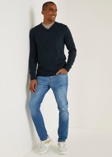 Navy Soft Touch V-Neck Jumper