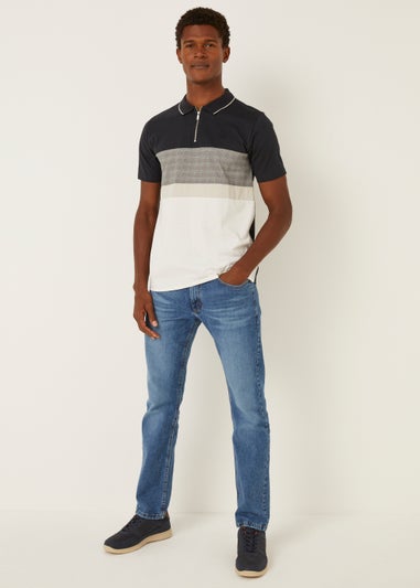Black Smart Check Panel Polo Shirt