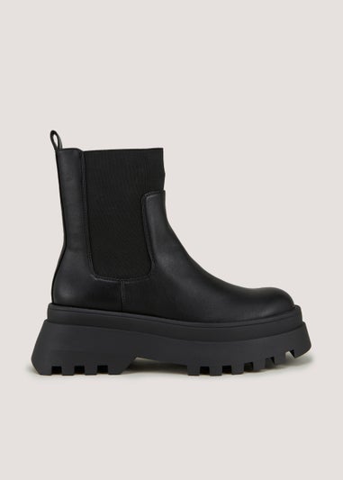 Black Platform Chelsea Boots