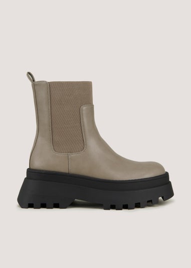 Cream Platform Chelsea Boots